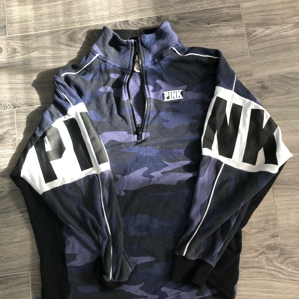 PINK blue camo sweatshirt
